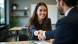 © Gustav - Successful business handshake signifying a partnership agreement at office