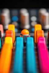 Leinwandbilder - Chromatic Sound Engineering Vibrant Audio Mixing Console Showcasing Creative Production Workflow in High-Contrast Neon Palette for Digital Media Professionals