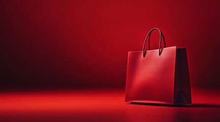 Poster - Bold red shopping bag in an atmospheric scene creating striking visuals : Generative AI