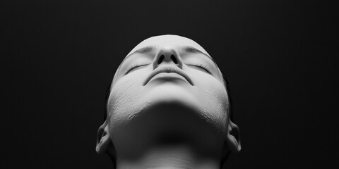 Poster - Mindful Serenity High-Contrast Monochrome Portrait Exploring Wellness, Mental Reset, and Contemplative Self-Care in Minimalist Contemporary Design