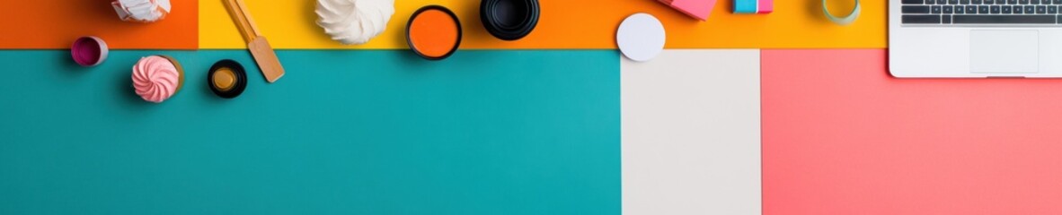 Poster - Digital Workspace Chromatic Celebration Vibrant Hybrid Collaboration Scene with Minimalist Design and Playful Gen Z Color Blocking for Remote Team Engagement