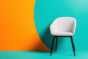 Aufkleber - Minimalist Nordic Accent Chair Sleek Curved Silhouette in Vibrant Color Block Design - Contemporary Home and Office Styling Inspiration