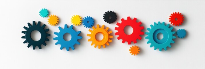 Aufkleber - Adaptive Workflow Dynamics Modular Interconnected Gears Visualizing Agile Team Collaboration, Organizational Synergy and Digital Transformation Strategies