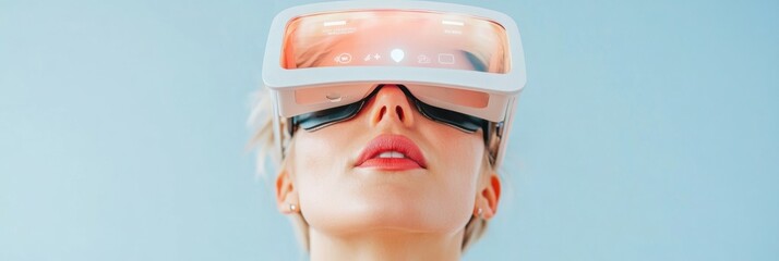 Aufkleber - Futuristic AR Immersion Gen Z Tech Innovation in Minimalist Mixed Reality Experience - Next-Generation Digital Interaction and Sensory Engagement