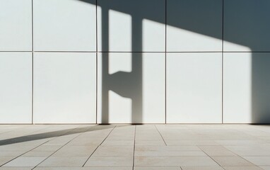 Poster - Shadow of Window on White Tiled Wall and Floor