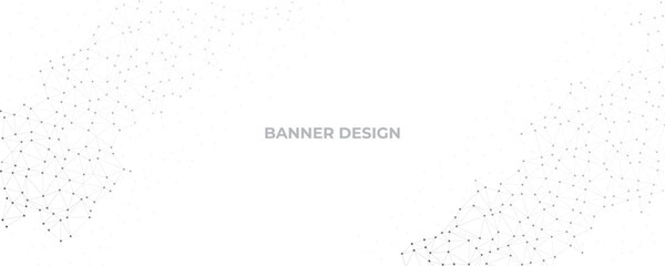 Fototapete - Digital technology futuristic network banner with connected lines. White global communication background. Abstract plexus technology futuristic network vector illustration