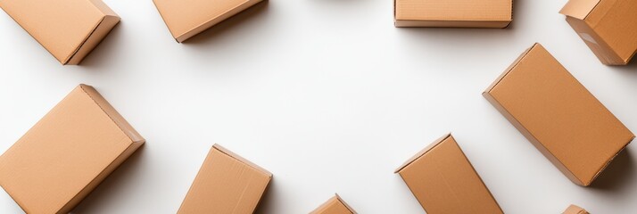 Poster - Minimalist E-Commerce Logistics Kraft Paper Packaging Mockup for Sustainable Delivery Branding, Showcasing Modern Unboxing Experience and Circular Economy Design