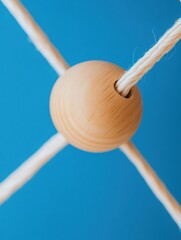 Leinwandbilder - Minimalist Network Connectivity Wooden Sphere Intersection Symbolizing Digital Collaboration and Systemic Design Innovation for Modern Business Ecosystems