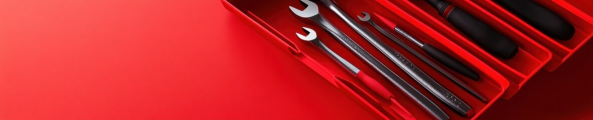 Aufkleber - Precision Tech Repair Solutions Minimalist Red Toolbox Revealing Sleek Professional Maintenance Equipment for Next-Gen Industrial Efficiency