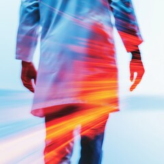Fototapete - Quantum Healthcare Dynamics Blurred Motion Energy in Medical Innovation - Transformative Professional Performance and Next-Gen Wellness Visualization