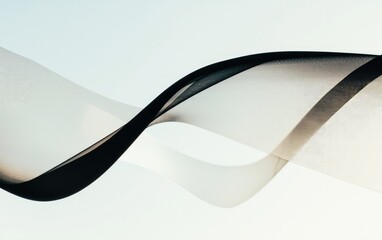 Poster - Abstract Black And White Wavy Lines On Light Blue Background