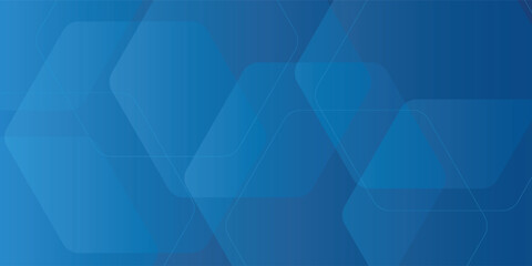 Poster - modern abstract blue background with glowing geometric lines. blue gradient hexagon shape design. ve