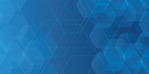 Poster - modern abstract blue background with glowing geometric lines. blue gradient hexagon shape design. ve