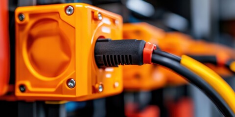 Poster - Next-Gen EV Power Engineering High-Performance Industrial Orange Charging Interface Showcasing Advanced Electric Vehicle Connectivity and Modular Energy Infrastructure