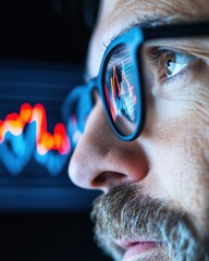 Fototapete - Immersive Data Visualization Innovative Tech Professional Analyzing Dynamic Financial Graphs with AI-Enhanced Visual Intelligence and Strategic Market Insights