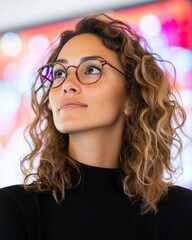 Aufkleber - Empowered Visionary Inclusive Tech Leadership - Dynamic Latina Professional Redefining Innovation in Modern Workspace Aesthetics with Confident Urban Style