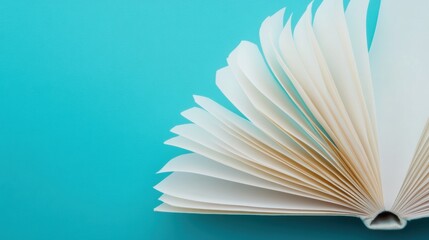 Aufkleber - Minimalist Learning Aesthetic Open Book Pages Fanned Against Vibrant Teal - Digital Workspace Inspiration for Creative Professionals and Knowledge Workers