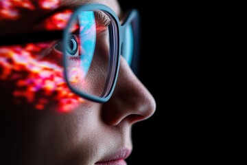Fototapete - Immersive XR Experience Futuristic Mixed Reality Interface with Cinematic Cyberpunk Reflection - Next-Gen Tech Visualization for Digital Innovation Storytelling