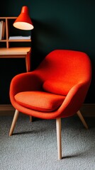 Poster - Mid-Century Modern Ergonomic Lounge Chair Vibrant Scandinavian Design for Contemporary Home Office and Creative Workspace Inspiration
