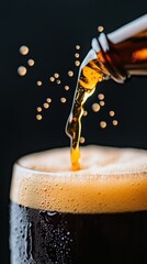 Poster - Craft Beer Artistry Dynamic Golden Pour with Microfoam Texture - Immersive Brewing Experience Capturing Sensory Craft Beverage Trends for Millennial Enthusiasts