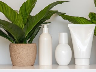 Poster - Minimalist Skincare Sanctuary Eco-Chic Wellness Packaging with Organic Botanical Elements - Clean Beauty Branding for Mindful Millennials and Digital Wellness Enthusiasts