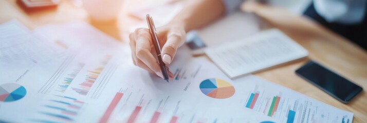 Aufkleber - Minimalist Data Analytics Millennial Professional Exploring Interactive Business Reports with Strategic Digital Visualization for Next-Gen Workplace Performance