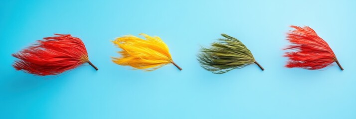 Poster - Minimalist Color Theory Dynamic Feather Art Exploring Chromatic Harmony, Texture and Movement in Contemporary Visual Design
