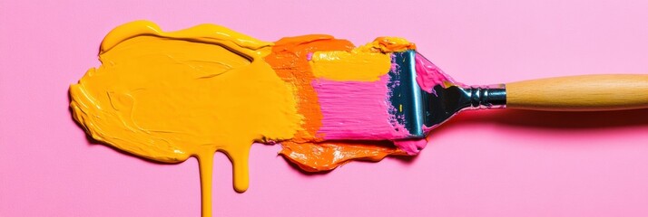 Leinwandbilder - Vibrant Creative Expression Bold Pop Art Paint Roller Technique in Dynamic Color Fusion - Trendsetting Design and Marketing Visual Innovation