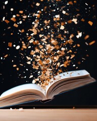 Poster - Immersive Digital Storytelling Magical Glowing Book with Dynamic Particle Explosion - Creative Narrative Technology and Innovative Content Experience