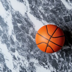 Aufkleber - Minimalist Athletic Aesthetic Classic Orange Basketball on Luxe Marble Surface - Urban Performance Art and Design Inspiration for Next-Gen Sports Branding