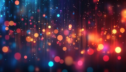 Aufkleber - Glowing dots and lines on dark blurred background, abstract technology design, generative AI digital concept