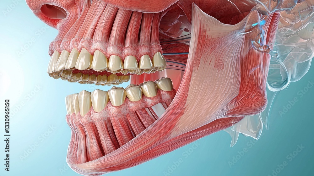 Anatomical Model of Human Jaw Muscles and Teeth Structure Illustration ...