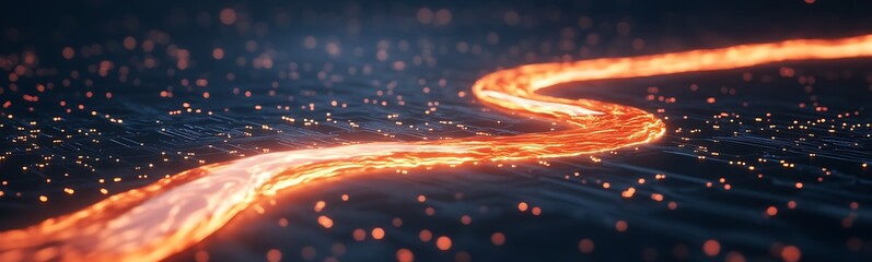 Aufkleber - Illuminated flowing river of light amidst a dark, sparkly background creates a mesmerizing visual effect.