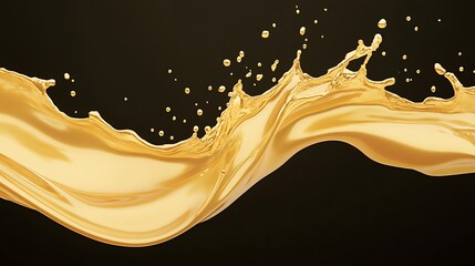Poster - Elegant splash of golden liquid against a dark background, conveying luxury and fluidity.