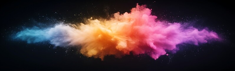 Poster - Colorful smoke or powder explosion against a dark background, creating a vibrant and artistic effect.