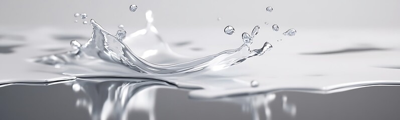 Aufkleber - Water splash creating ripples and droplets on a reflective surface.
