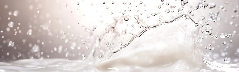 Poster - Splashing liquid with a soft, creamy texture against a blurred background.