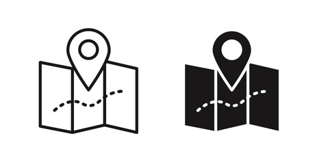 Wall Mural - map icon outlined icon vector collection.