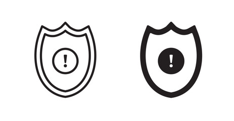 Wall Mural - shield exclamation icon outlined icon vector collection.