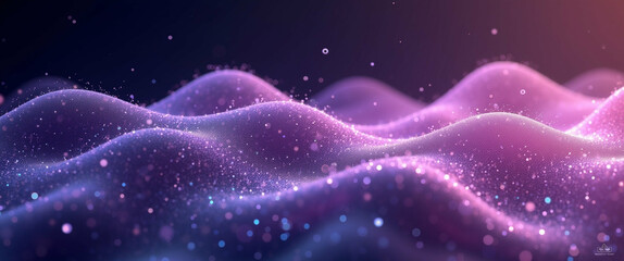 Poster - Ethereal cosmic waves with glittering particles and gradient color schemes
