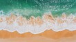 © BOJOShop - Aerial View  Ocean Waves Crashing on Sandy Beach  Summer Vacation