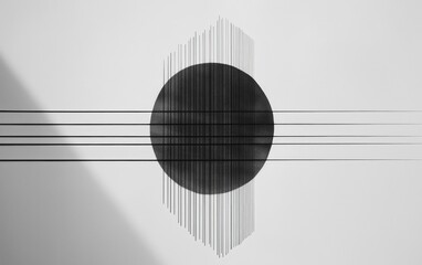 Poster - Abstract Black Circle Intersecting White Lines On Gray