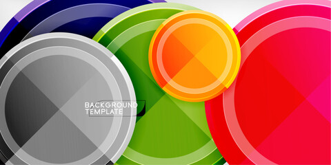 Aufkleber - Abstract background - multicolored circles, trendy minimal geometric design, vector illustration