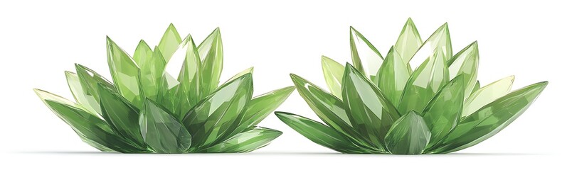 Poster - Two vibrant green succulent plants arranged symmetrically on a white background.