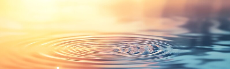 Poster - Serene water surface with ripples reflecting soft light, creating a tranquil atmosphere.