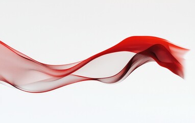 Poster - Abstract Red Particle Ribbon On White Background