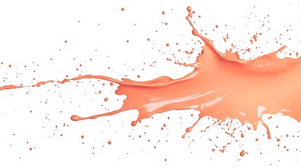 Poster - Bright coral paint splash on a white background, creating an artistic and vibrant effect.