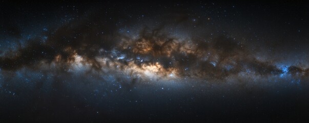 Wall Mural - A breathtaking panoramic view of the cosmic night sky and stars