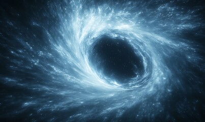 Poster - A swirling cosmic vortex radiating light in a dark, star-filled space.