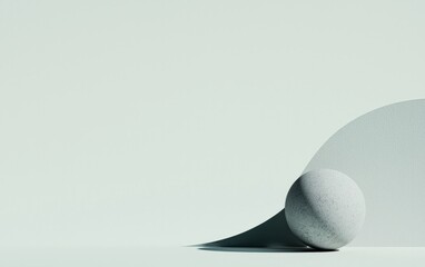 Poster - Gray Sphere and Curved Surface Minimalist Composition